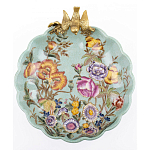 Блюдо из голубого фарфора с бронзовой птичкой Blue Garden варинант исполнения - 2 | Loft Concept в Челябинске