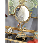 Зеркало с бронзовой подставкой в виде дерева и фарфоровыми птичками на голубом основании Eden Garden варинант исполнения - 4 | Loft Concept в Челябинске