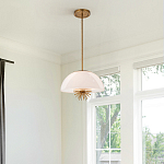 Подвесной светильник золотого цвета с полусферическим опаловым плафоном и декоративным элементом Elstead Lighting варинант исполнения - 7 | Loft Concept в Челябинске