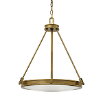 Люстра подвесная цвета латунь с плоским круглым матовым стеклянным плафоном на цепи Hinkley варинант исполнения - 1 | Loft Concept в Челябинске