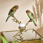 Подсвечник с двумя попугаями из фарфора на бронзовой ветке Eden Garden варинант исполнения - 1 | Loft Concept в Челябинске