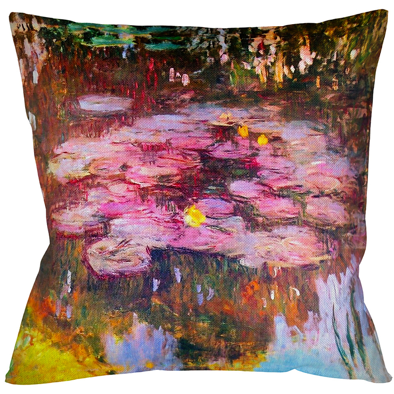 Подушка декоративная Лилии водяные Impressionism in Art Мульти Бежевый Подушка декоративная Лилии водяные Impressionism in Art Мульти Бежевый в Челябинске | Loft Concept