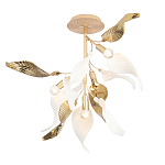 Люстра потолочная с белыми матовыми и золотыми глянцевыми листьями Wintery flovers варинант исполнения - 2 | Loft Concept в Челябинске