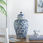 Ваза с крышкой и бело-синим цветочным узором Blue & White Ornament  варинант исполнения - 8 | Loft Concept в Челябинске