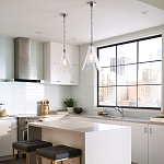 Подвесной светильник с прозрачным рельефным стеклянным плафоном в форме конуса Feiss варинант исполнения - 9 | Loft Concept в Челябинске