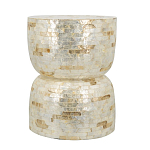 Приставной столик с мозаичным рисунком из раковин устриц Bone Inlay варинант исполнения - 2 | Loft Concept в Челябинске