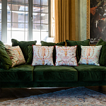 Декоративная подушка светло-зеленая с растительным орнаментом Raffael Floral Green Cushion варинант исполнения - 2 | Loft Concept в Челябинске