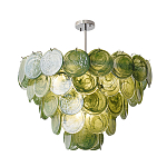 Люстра из зеленых стеклянных дисков с перламутровым эффектом Green Glowing Glaze варинант исполнения - 1 | Loft Concept в Челябинске