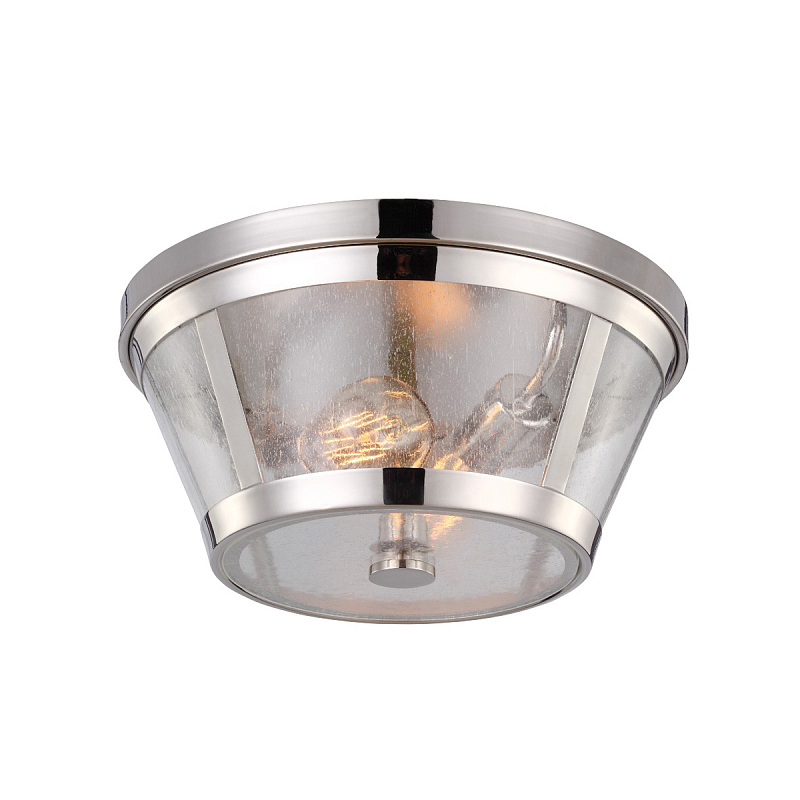 Потолочный светильник с плафоном из прозрачного пузырькового стекла Feiss Никель Прозрачное Стекло в Челябинске | Loft Concept 