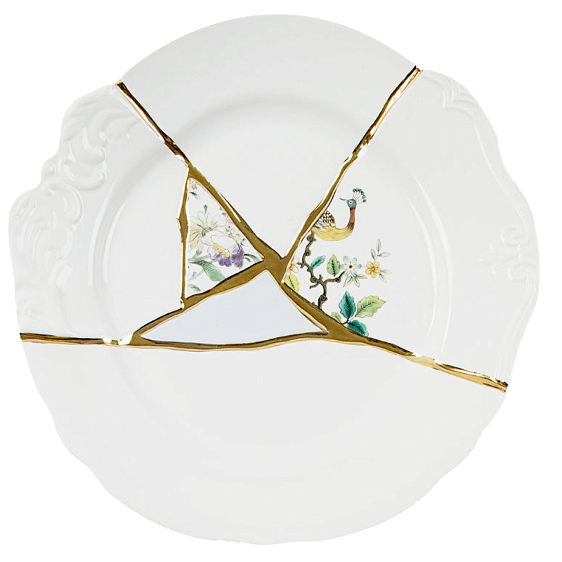 Тарелка Seletti Kintsugi Белый Золотой Тарелка Seletti Kintsugi Белый Золотой в Челябинске | Loft Concept