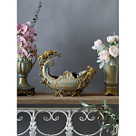 Чаша голубого цвета с оранментом и и бронзовыми фигурами леопардов Eden Garden варинант исполнения - 5 | Loft Concept в Челябинске