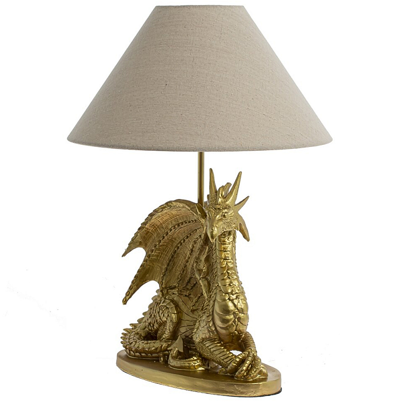 Настольная лампа с абажуром Дракон Golden Dragon Lamp Beige Золотой Бежевый Настольная лампа с абажуром Дракон Golden Dragon Lamp Beige Золотой Бежевый в Челябинске | Loft Concept