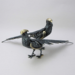 Статуэтка бронзовая пара Фазаны синие Bronze Birds варинант исполнения - 1 | Loft Concept в Челябинске