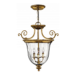 Люстра подвесная цвета латунь с прозрачным стеклянным плафоном и тремя лампами в классическом стиле на цепи Hinkley варинант исполнения - 2 | Loft Concept в Челябинске