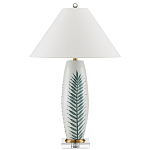 Настольная лампа овальная с тропическим принтом Stylized Aalm Leaves Motif варинант исполнения - 4 | Loft Concept в Челябинске