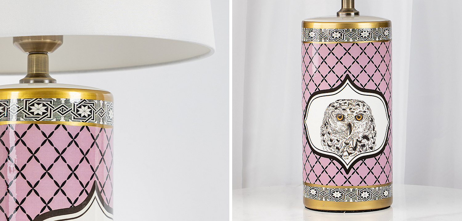 Настольная лампа Owl Collection Pink Lampshade Настольная лампа Owl Collection Pink Lampshade - Loft-Concept в Челябинске