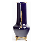 Ваза темно-синяя фарфоровая с бронзовыми ручками и ножками Eden Garden варинант исполнения - 3 | Loft Concept в Челябинске