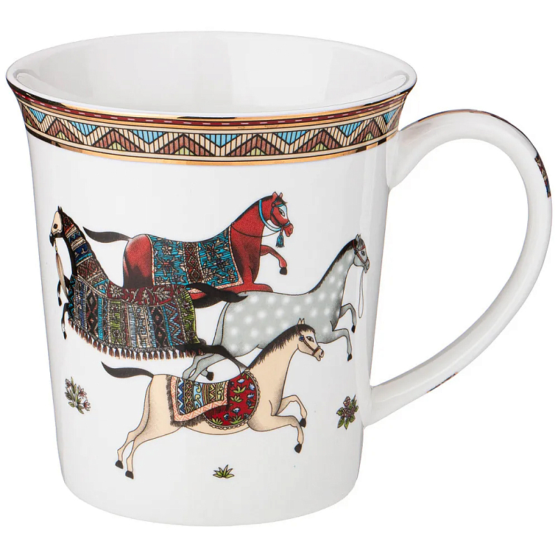 Кружка из фарфора с изображением лошадей 400 мл Porcelain Horse Set Белый Мульти Кружка из фарфора с изображением лошадей 400 мл Porcelain Horse Set Белый Мульти в Челябинске | Loft Concept