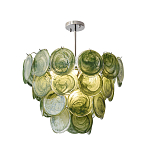 Люстра из зеленых стеклянных дисков с перламутровым эффектом Green Glowing Glaze варинант исполнения - 8 | Loft Concept в Челябинске
