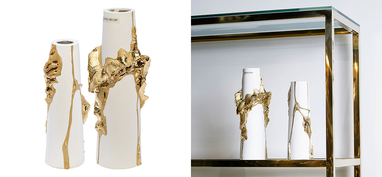 Ваза Rhea white with gold 30 Ваза Rhea white with gold 30 - Loft-Concept в Челябинске