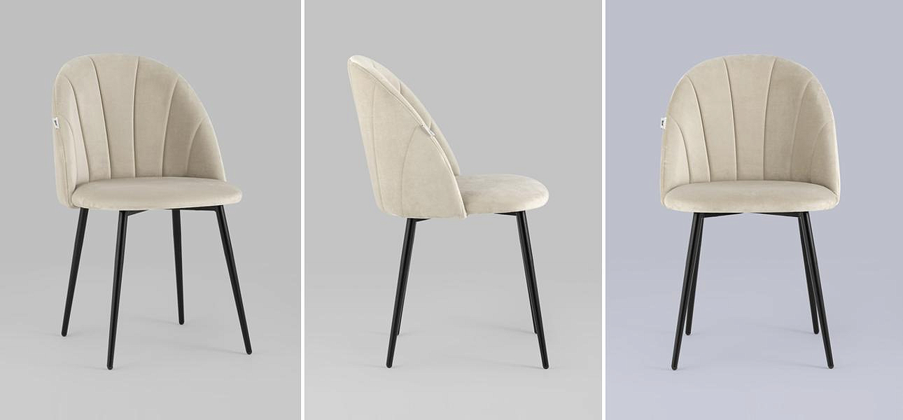 Стул Balsari S Chair Молочный Велюр Черные ножки Стул Balsari S Chair Молочный Велюр Черные ножки - Loft-Concept в Челябинске