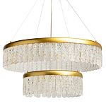 Люстра двухъярусная с золотого цвета и прозрачными подвесками Pettico варинант исполнения - 1 | Loft Concept в Челябинске