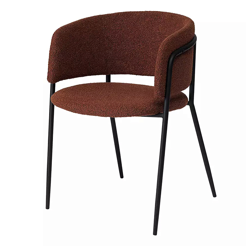 Стул полукруглый мягкий с буклированной обивкой Chair with Boucle Upholstery Черный Терракотовый Стул полукруглый мягкий с буклированной обивкой Chair with Boucle Upholstery Черный Терракотовый в Челябинске | Loft Concept