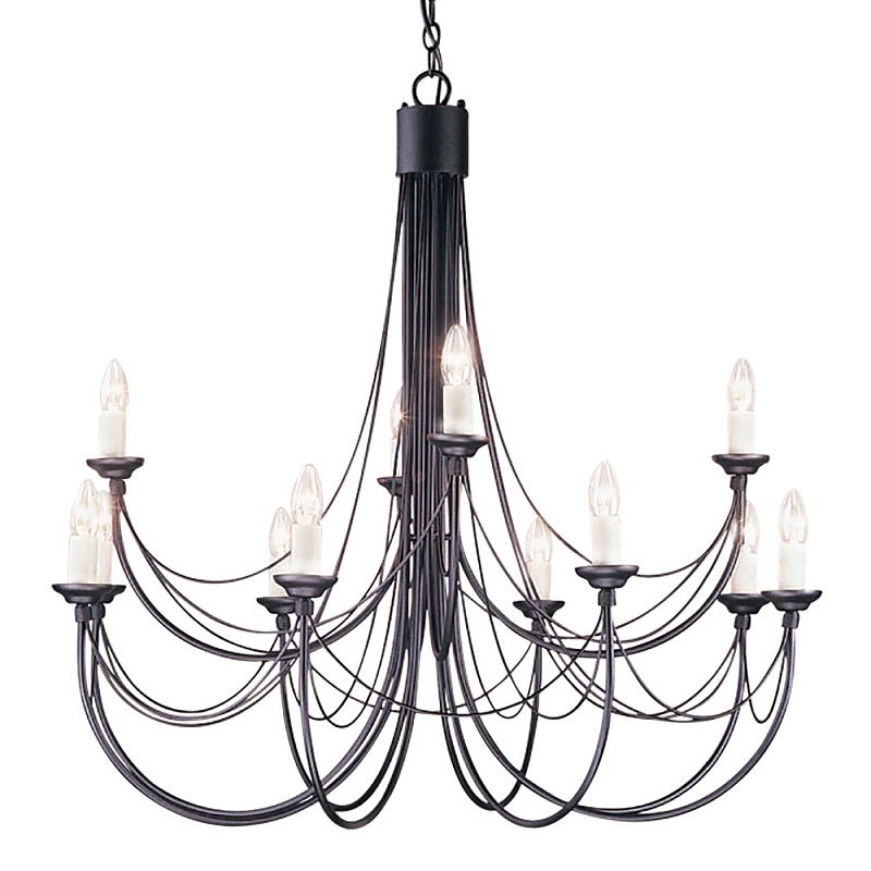 Люстра черного цвета ручной работы с канделябрами и переплетенной проволочной драпировкой Elstead Lighting Черный Белый в Челябинске | Loft Concept 