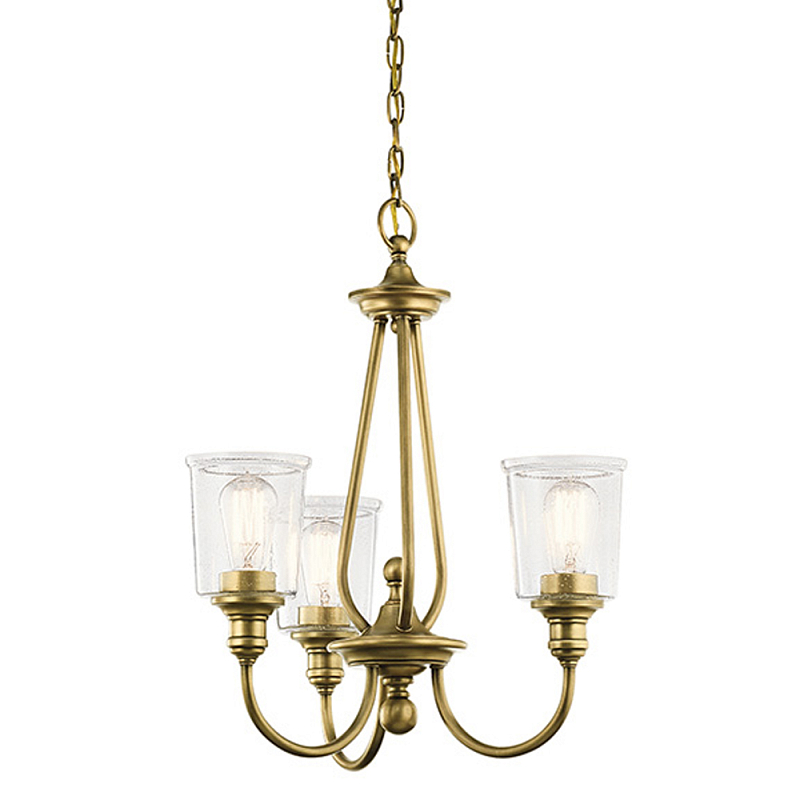 Люстра с прозрачными плафонами из пузырчатого стекла Kichler Латунь Прозрачное Стекло Никель в Челябинске | Loft Concept 