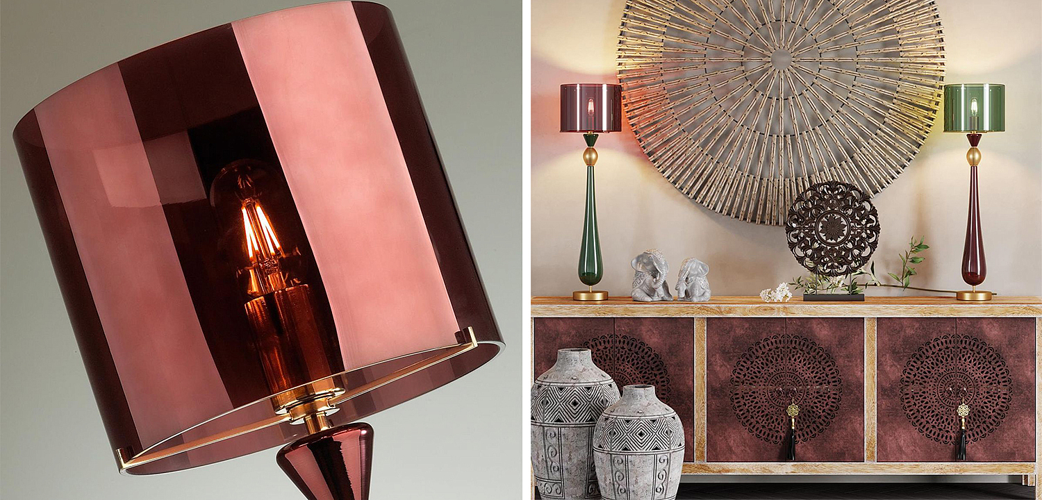 Настольная лампа Roser Burgundy Green Table Lamp Настольная лампа Roser Burgundy Green Table Lamp - Loft-Concept в Челябинске