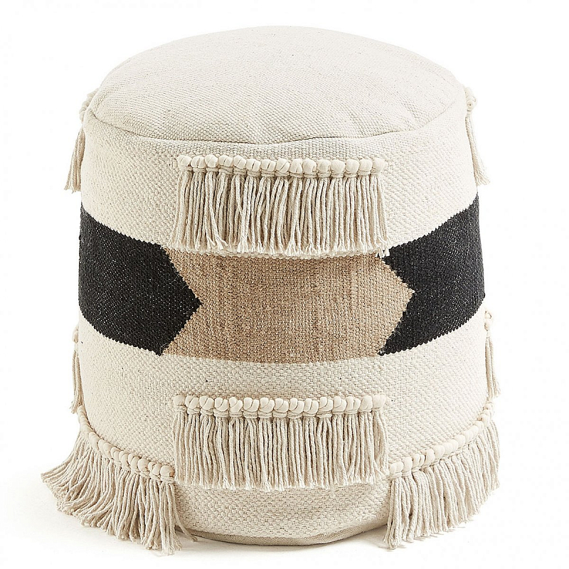 Пуф Boho Style Черный Молочный Бежевый Пуф Boho Style Черный Молочный Бежевый в Челябинске | Loft Concept