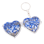 Зеркало брелок складное двухстороннее в форме сердца из натурального камня Лазурит Stone Mirrors варинант исполнения - 2 | Loft Concept в Челябинске