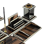 Настольный письменный набор с часами из природного камня обсидиана Team leader варинант исполнения - 4 | Loft Concept в Челябинске