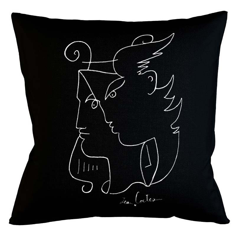 Декоративная подушка White Silhouette Orpheus Pillow Бежевый Черный Декоративная подушка White Silhouette Orpheus Pillow Бежевый Черный в Челябинске | Loft Concept