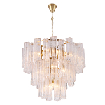 Люстра круглая многоярусная с прозрачными подвесками из стекла Hexagon Tube Light варинант исполнения - 3 | Loft Concept в Челябинске