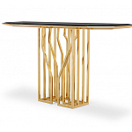 Консоль с чёрной столешницей и золотым фигурным основанием Cosmo варинант исполнения - 2 | Loft Concept в Челябинске