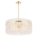 Люстра подвесная круглая с прозрачными рельефными стеклянными вставками и золотым основанием Textured Glass Chandelier варинант исполнения - 2 | Loft Concept в Челябинске