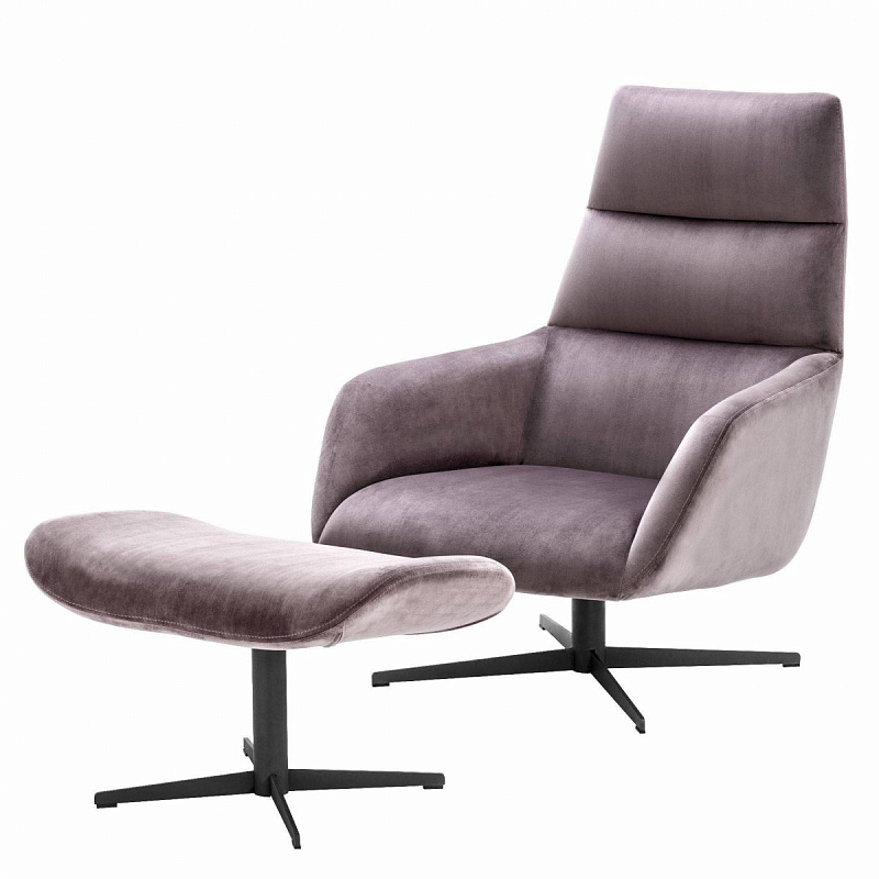 Кресло Eichholtz Swivel Chair & Ottoman Nautilus Черный Сиреневый Кресло Eichholtz Swivel Chair & Ottoman Nautilus Черный Сиреневый в Челябинске | Loft Concept