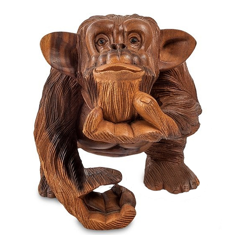 Статуэтка деревянная в виде обезьяны Wooden Monkey Коричневый в Челябинске | Loft Concept 