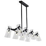 Люстра светодиодная с 8-ю прозрачными плафонами из акрила и стали Glass Cylinder Black варинант исполнения - 2 | Loft Concept в Челябинске