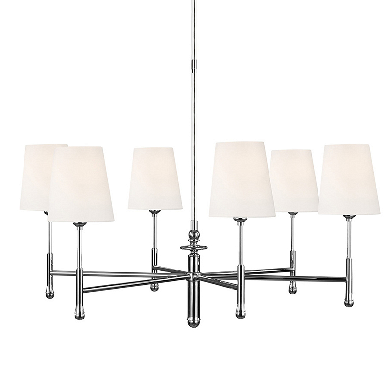 Люстра с 6-ю белыми конусными плафонам Generation Lighting Латунь Белый Бежевый в Челябинске | Loft Concept 