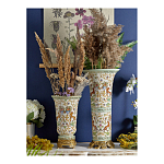 Ваза высокая из фарфора на бронзовом основании Turquoise Blooming Garden варинант исполнения - 9 | Loft Concept в Челябинске