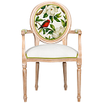 Стул с подлокотниками золотистый из бука с изображением птиц и цветов Blooming Red Birds варинант исполнения - 1 | Loft Concept в Челябинске