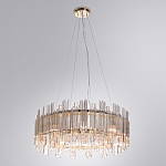 Люстра подвесная круглая с прозрачными хрустальными трубками и золотистым каркасом Диаметр 60 см Hexagon Tube Light варинант исполнения - 2 | Loft Concept в Челябинске