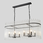 Люстра подвесная овальная со стеклянными прозрачными трубками и металлическим каркасом черного цвета Nembus варинант исполнения - 3 | Loft Concept в Челябинске