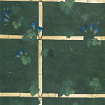 Обои ручная роспись Morning Glory Original colourway on Edo Green painted Xuan paper варинант исполнения - 1 | Loft Concept в Челябинске
