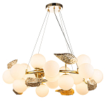 Люстра круглая на золотистом каркасе с белыми стеклянными плафонами Zest of Light варинант исполнения - 1 | Loft Concept в Челябинске