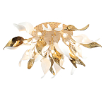 Люстра потолочная с декоративными белыми и золотистыми листьями Wintery flovers варинант исполнения - 3 | Loft Concept в Челябинске