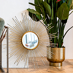 Зеркало-солнце круглое в раме из металла с золотыми с лучами Rays of Peace варинант исполнения - 3 | Loft Concept в Челябинске