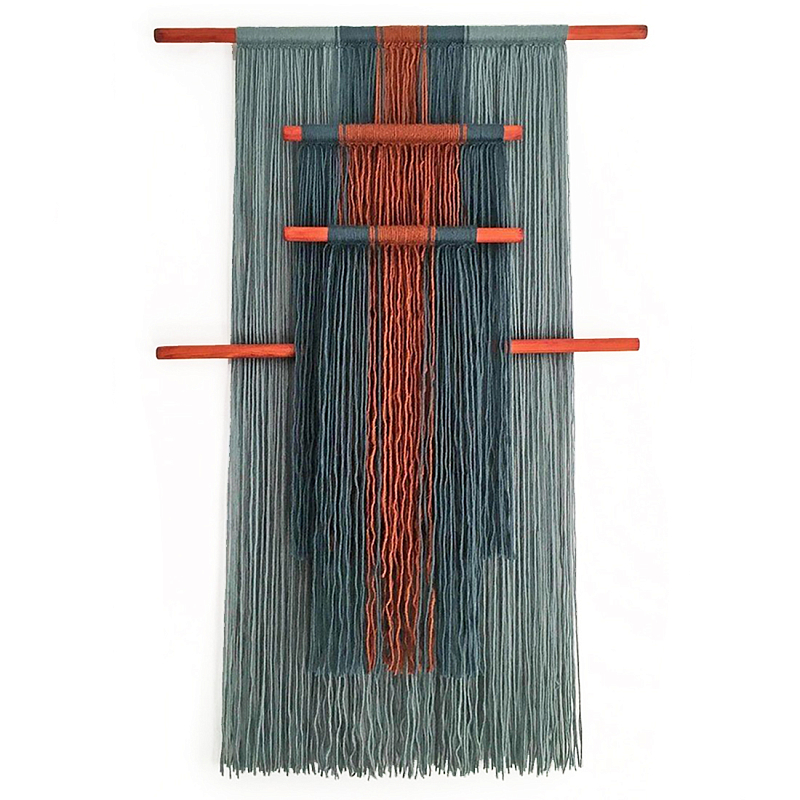 Декор на стену Макраме из нитей Japan Wall Panel Orange Серо-голубой Оранжевый в Челябинске | Loft Concept 